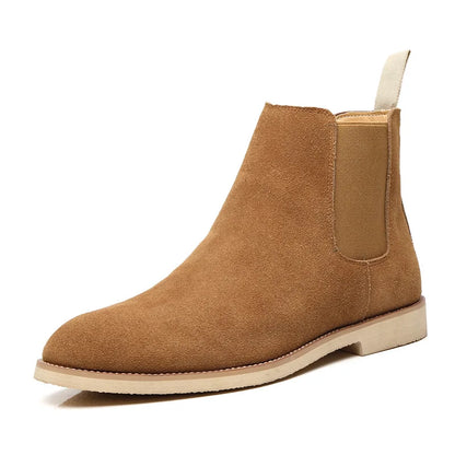 Men's Classic Retro Chelsea Boots Cow Suede Genuine Leather Mens British Style Ankle Boot Men Short Boots High-top Casual Shoes