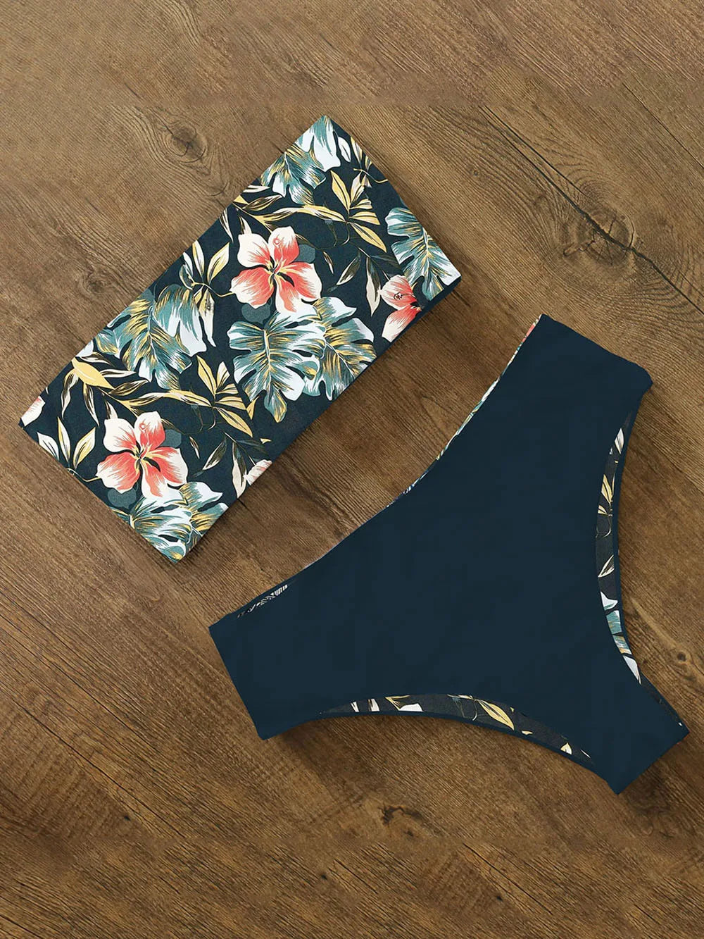 Bikini Swimwear Swimsuit Women Print High Waist Bikini Set Back Cross Bandeau Bathing Suit Female Beach Wear Biquini
