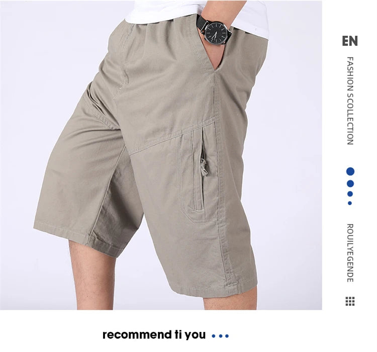 Loose Casual Men Cargo Shorts Summer Pants Elastic Waist Large Size Outdoor Jogging Sweatpants Trend Multi Pockets Short Pants