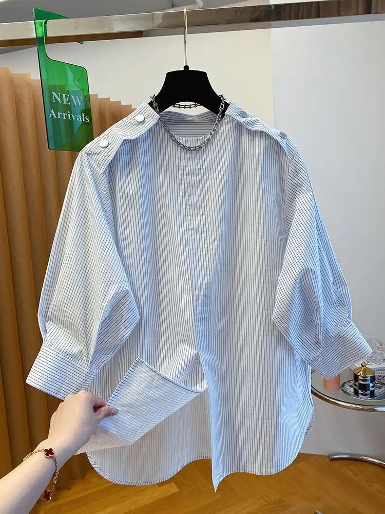 Elegant French Pullover Chic Design Tshirt Tees Women Buttons 2025 Summer Short Sleeve Shirt Korean Fashion Top