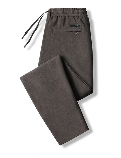 Elastic Waist Casual Pants Men Joggers Loose Fit Straight Pants Spring Autumn Male Trousers Large Size Black Grey