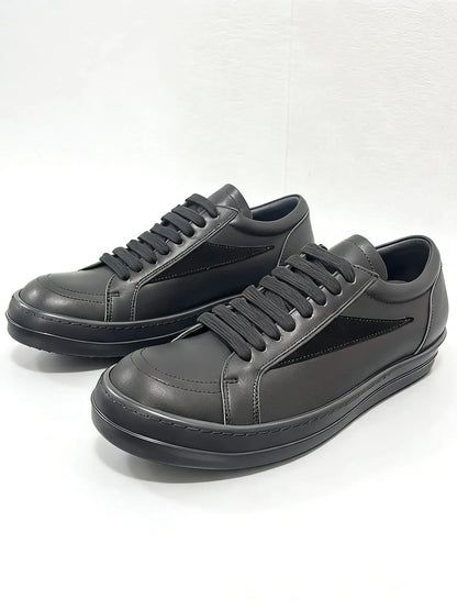 Men Casual Shoes Women Lace Up Leather Luxury Trainers Platform High Street Vintage Trendy Designer White Sneakers