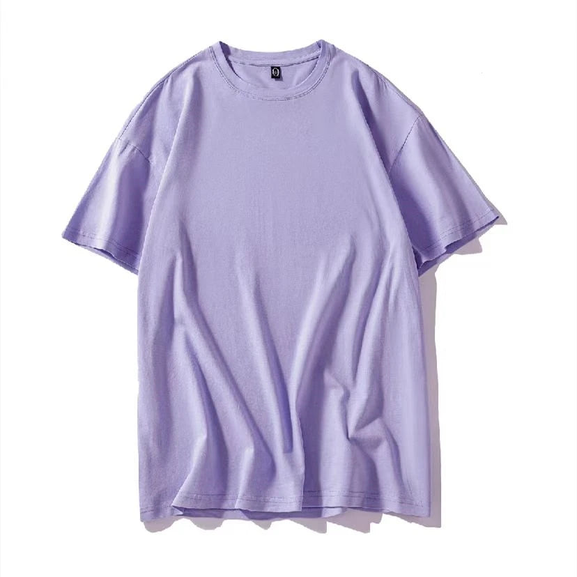 320g Cotton T Shirts Men Short Sleeved Heavyweight Summer Round Neck Loose Breathable Shirt for Men Women Basic Tees