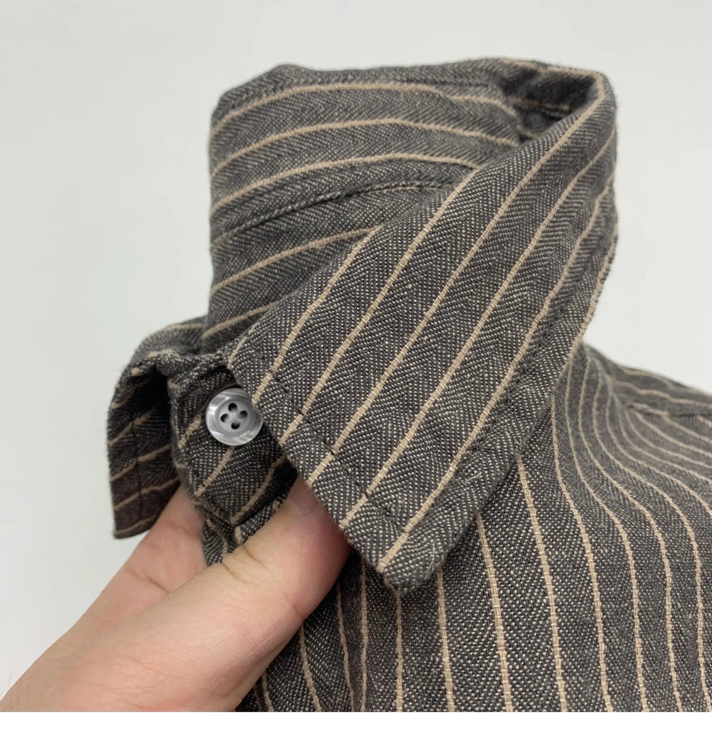 55% Linen 45% Cotton Vintage Striped Shirts for Men American Casual Retro Loose Blouses 2024 Spring Autumn Long Sleeve Male Tops