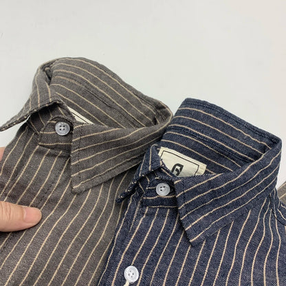 55% Linen 45% Cotton Vintage Striped Shirts for Men American Casual Retro Loose Blouses 2024 Spring Autumn Long Sleeve Male Tops