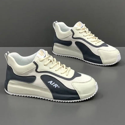 Chunky Sneakers Men Cover Bottom Board Shoes Fashion Casual Microfiber Leather Upper Increased Internal Platform Running Shoes