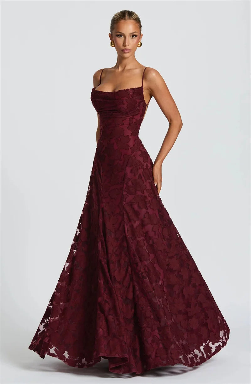 Spaghetti Strap Backless Sexy Maxi Dress Women Gown Fashion Off-shoulder Sleeveless Lace-up Evening Club Party Dress