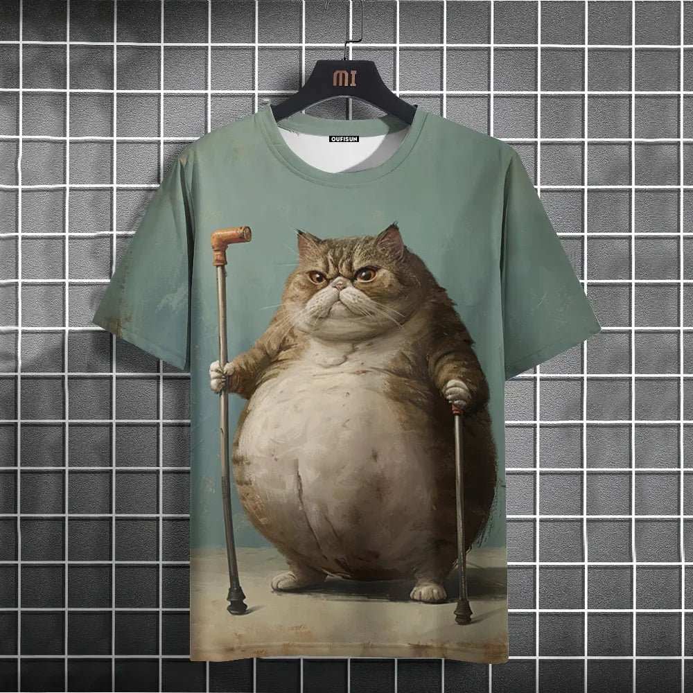 Funny T-Shirts For Men Animal Cat 3d Print Short Sleeve Summer Casual Breath T-Shirt Men Clothing Loose Oversized Tee Tops