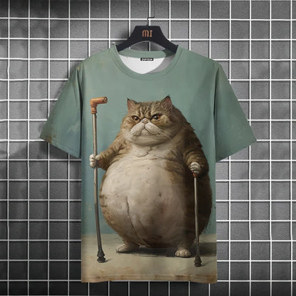 Funny T-Shirts For Men Animal Cat 3d Print Short Sleeve Summer Casual Breath T-Shirt Men Clothing Loose Oversized Tee Tops