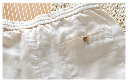 2025 Summer men's Linen pants Thin Breathable Spring solid Beach Trousers for men Elasticated waist white man Casual pants