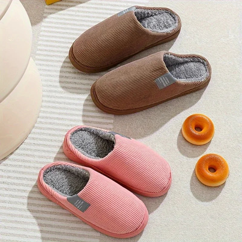 Men's Soft-sole Comfy House Slippers, Lightweight Breathable Anti-skid Fuzz Lined Slip-on Shoes For Indoor, Autumn And Winter