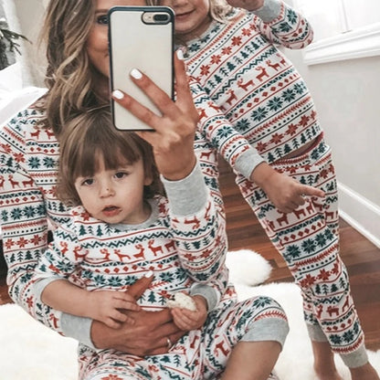 2026 New Year's Costumes Cartoon All Over Print Family Christmas Pajamas Couples Kids Matching Clothing Set Xmas Look Sleepwear
