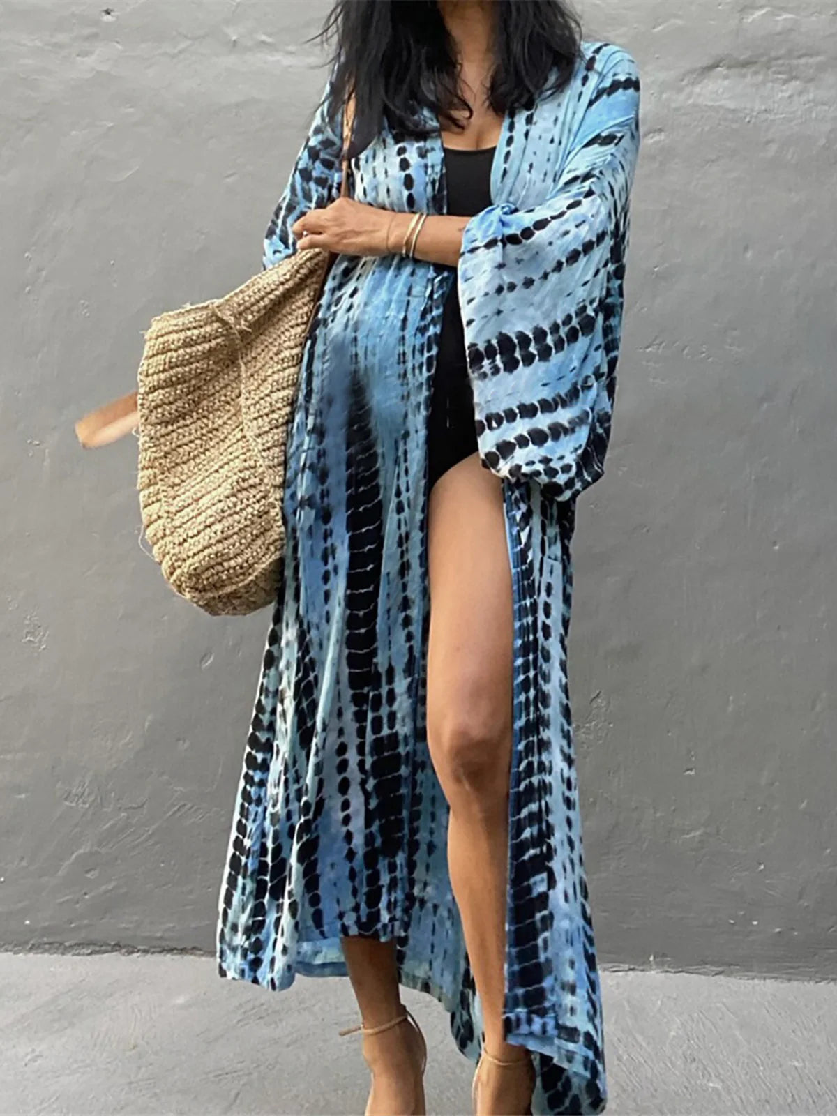 New 11 Colors Printed Long Sleeve With Belt Tunic Beach Cover Up Cover-ups Beach Dress Beach Wear Beachwear Female Women V4521