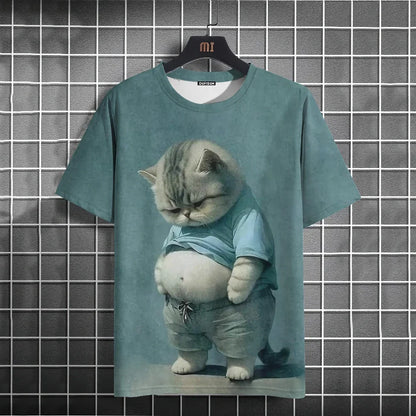Funny T-Shirts For Men Animal Cat 3d Print Short Sleeve Summer Casual Breath T-Shirt Men Clothing Loose Oversized Tee Tops