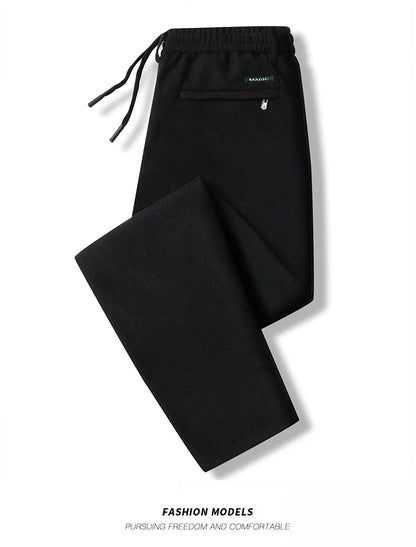 Elastic Waist Casual Pants Men Joggers Loose Fit Straight Pants Spring Autumn Male Trousers Large Size Black Grey