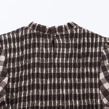 KONDALA Trendy Casual Plaid Slim Shirts Women Elegant Long Sleeve Stretch Bust Tops 2026 Spring Chic Holiday Fold Pleated Shirts