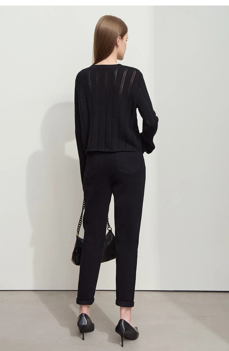 Amii 2025 Autumn Casual Slim Women Jeans Pants Elastic Waisted Cotton Jeans Tapered Fashion High Quality DenimTrousers 12541126