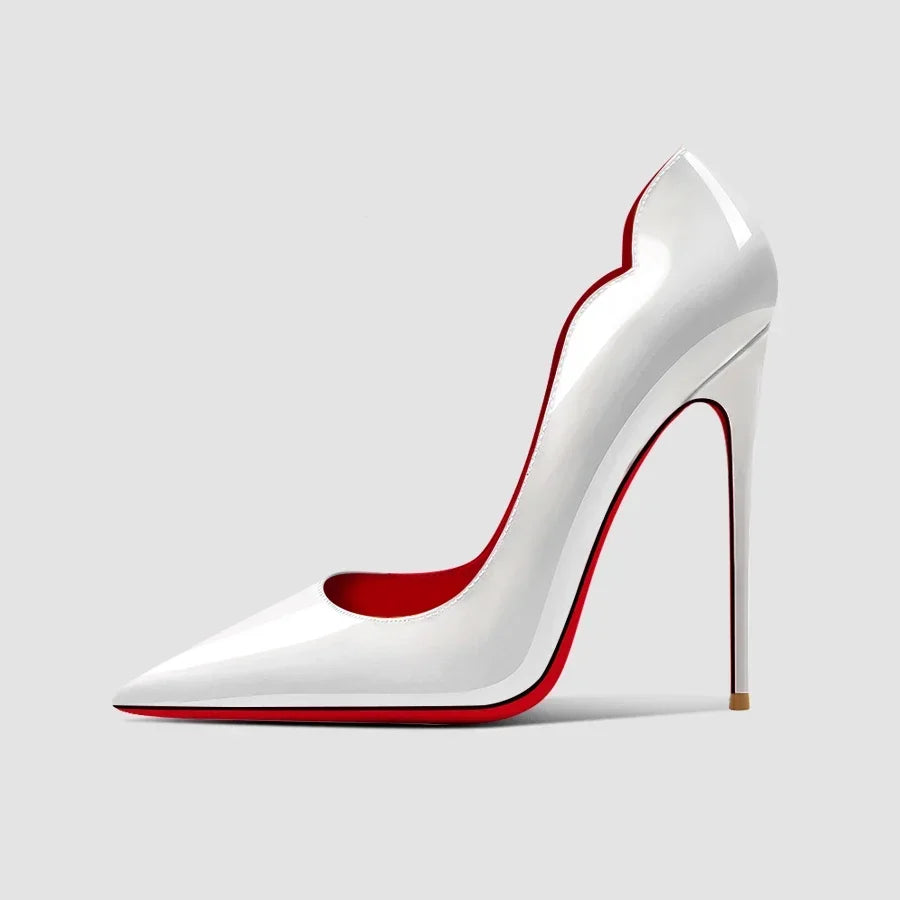 New 12cm pointed black high heels for women, slim heels with sexy temperament, shallow mouth, 34-46 red sole single shoes