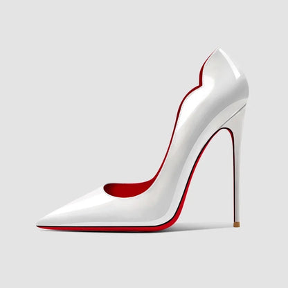New 12cm pointed black high heels for women, slim heels with sexy temperament, shallow mouth, 34-46 red sole single shoes