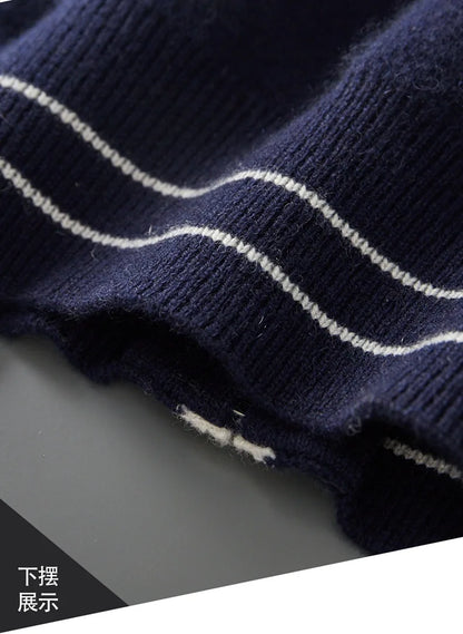 Autumn and winter zipper high-end design cardigan sweater 2025 men's simple and versatile trendy contrast color knitted sweater
