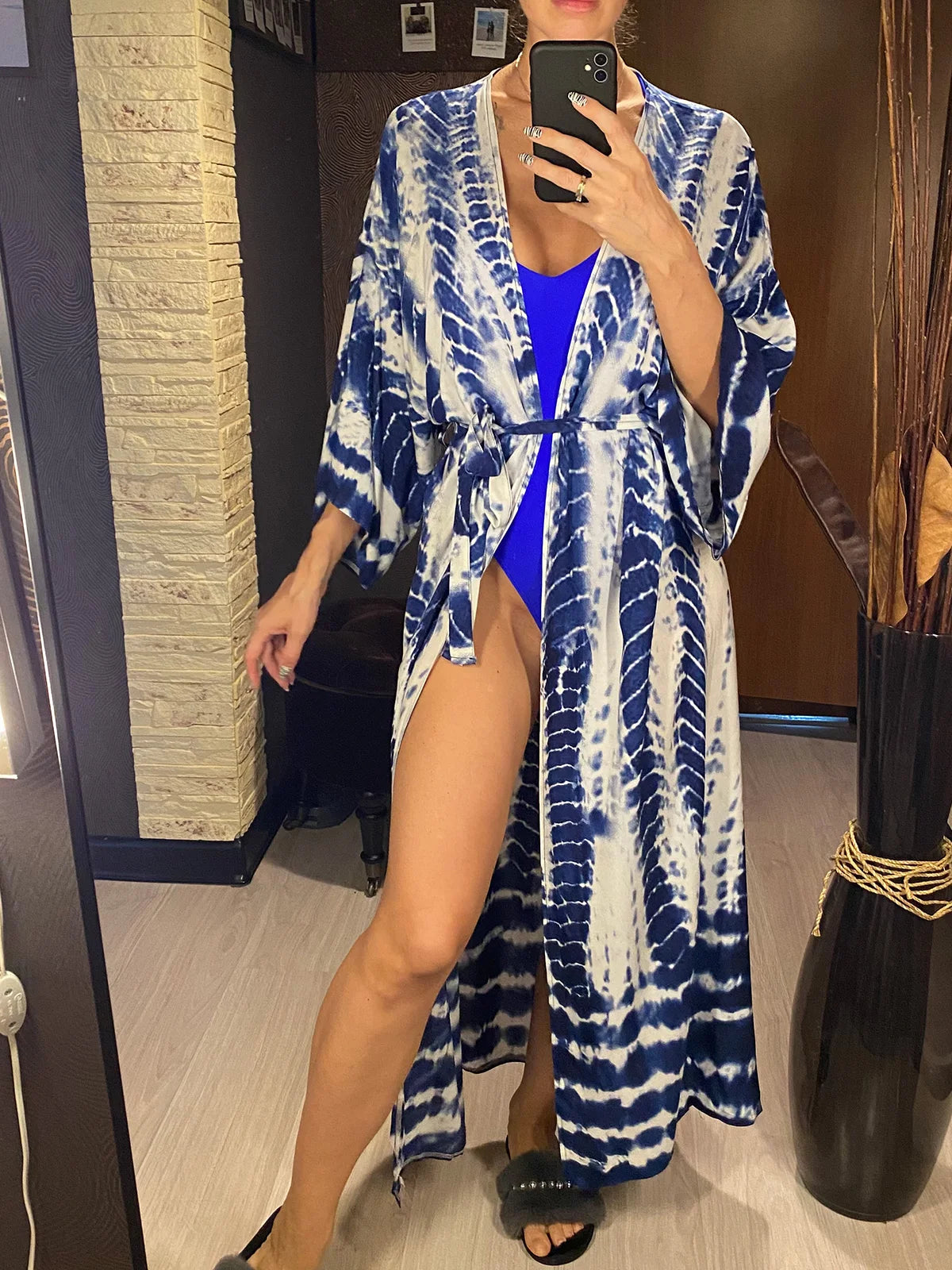 New 11 Colors Printed Long Sleeve With Belt Tunic Beach Cover Up Cover-ups Beach Dress Beach Wear Beachwear Female Women V4521