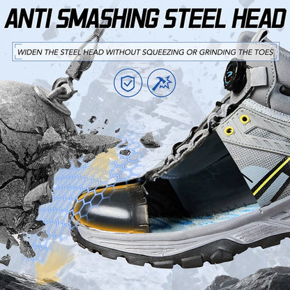 Security Protective Men Boots Fashion Work Sneakers Steel Toe Shoes Puncture-Proof Safety Boots Industrial Shoes Work Footwear