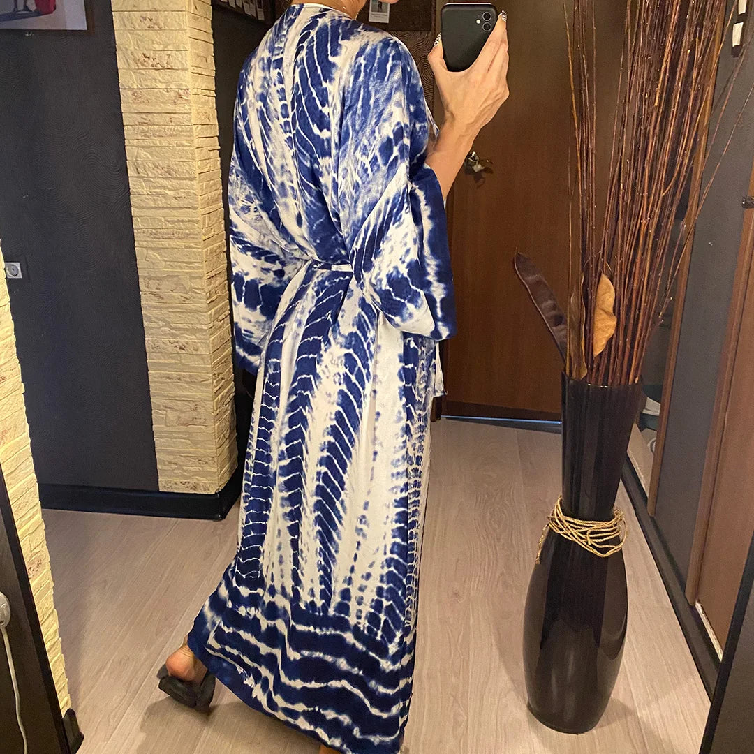 New 11 Colors Printed Long Sleeve With Belt Tunic Beach Cover Up Cover-ups Beach Dress Beach Wear Beachwear Female Women V4521