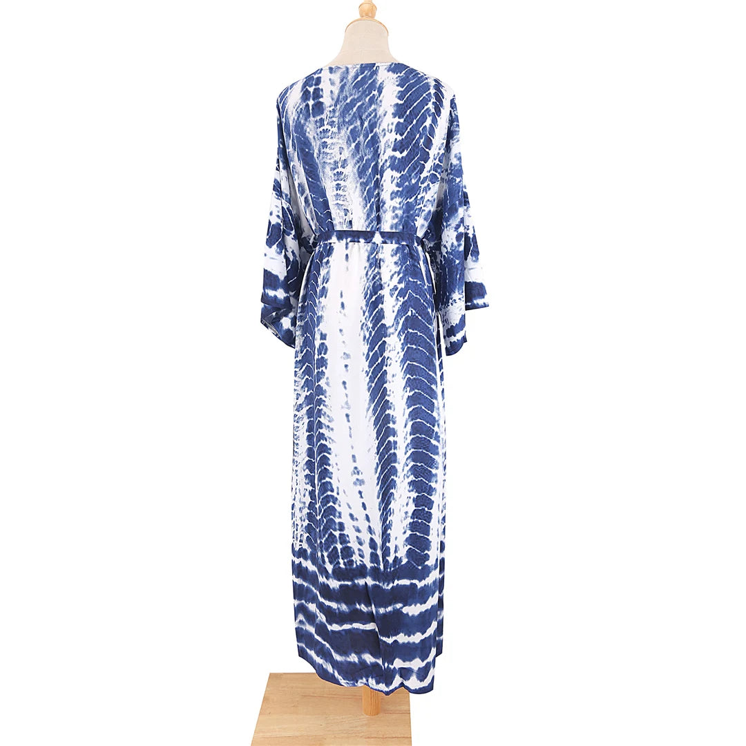 New 11 Colors Printed Long Sleeve With Belt Tunic Beach Cover Up Cover-ups Beach Dress Beach Wear Beachwear Female Women V4521