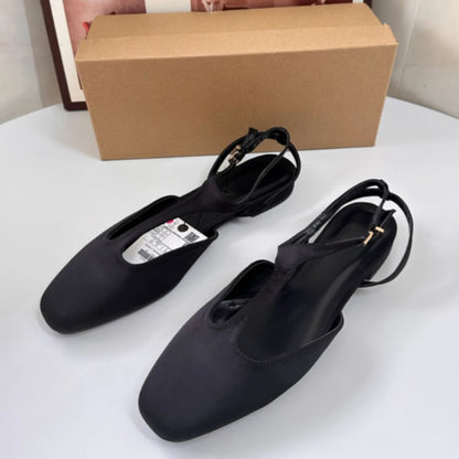 Women's Mary Jane Shoes Butterfly Bow Decoration Square Head Outside Dance Female Ballet Flats Designer 2026 Summer Footwear