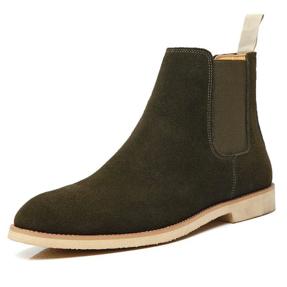 Men's Classic Retro Chelsea Boots Cow Suede Genuine Leather Mens British Style Ankle Boot Men Short Boots High-top Casual Shoes
