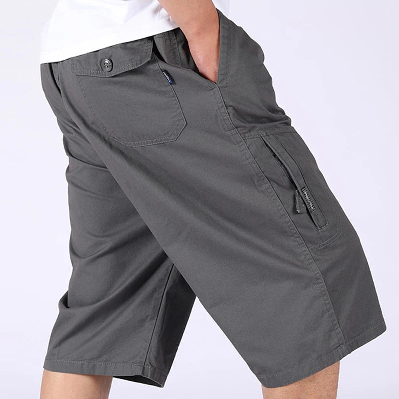Loose Casual Men Cargo Shorts Summer Pants Elastic Waist Large Size Outdoor Jogging Sweatpants Trend Multi Pockets Short Pants