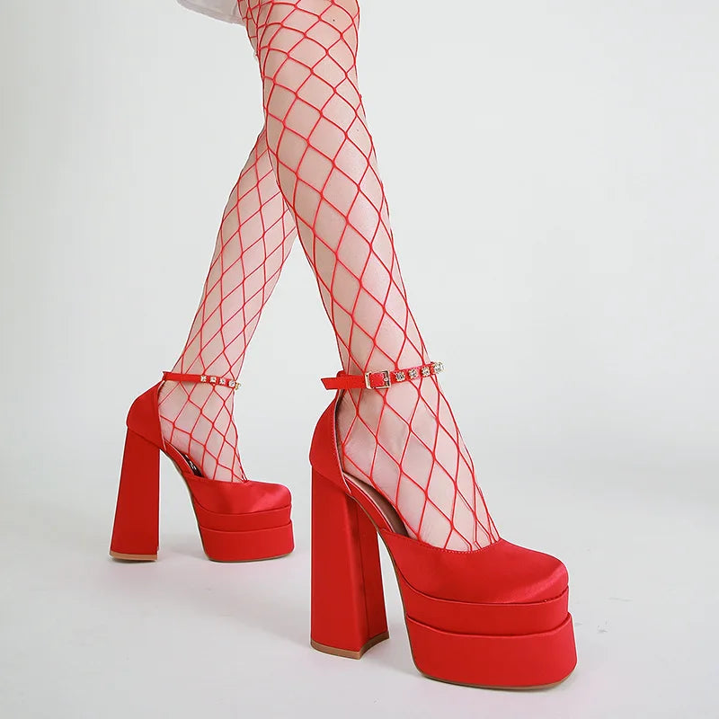 Big Size 42 New Fashion Women Pumps Retro Mary Janes Chunky Heels Sandals Spring Platform Dress Party Wedding Basic Shoes Woman
