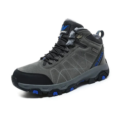 Couples Winter High Top Hiking Shoes Warm Cotton Fleece Outdoor Casual Shoes Large Size Comfortable Breathable Trekking Boots