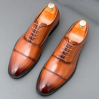 Luxury Men's Dress Shoes Classics Business Leather Shoes Banquet Party Dress Shoes Fashion Pointed Wedding Shoe Lace Up Oxfords