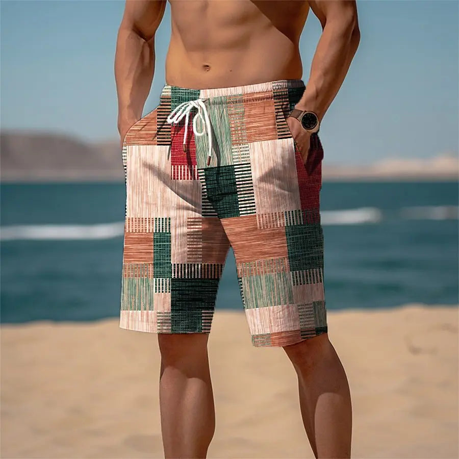 Striped Beach Shorts Men Fashion Swimwear Board Shorts Trunk Gym Fitness Pants Men's Briefs Swimsuit Kids Beachwear Short Boy
