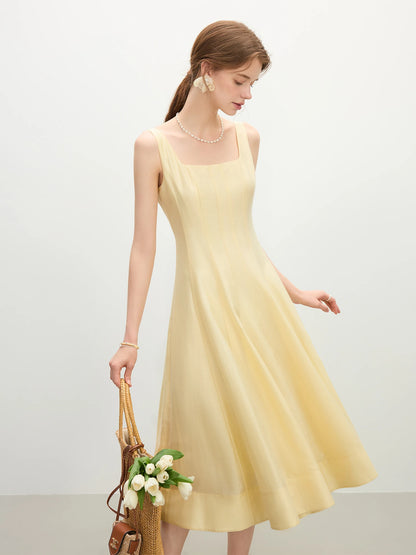 FSLE Three-dimensional Cutting High Waist Sleeveless Dress for Women 2025 Summer New Arrival Slimming Strappy Dress 25FS12099