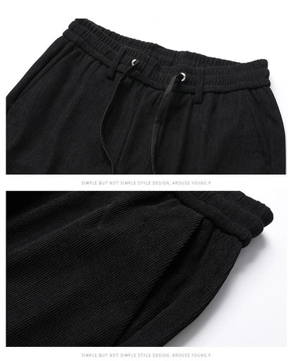 Elastic Waist Casual Pants Men Joggers Loose Fit Straight Pants Spring Autumn Male Trousers Large Size Black Grey