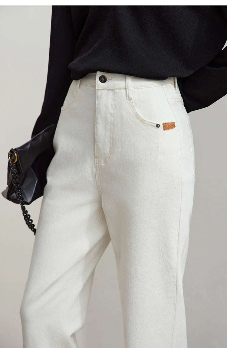 Amii 2025 Autumn Casual Slim Women Jeans Pants Elastic Waisted Cotton Jeans Tapered Fashion High Quality DenimTrousers 12541126