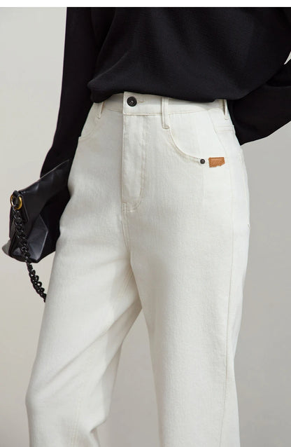Amii 2025 Autumn Casual Slim Women Jeans Pants Elastic Waisted Cotton Jeans Tapered Fashion High Quality DenimTrousers 12541126