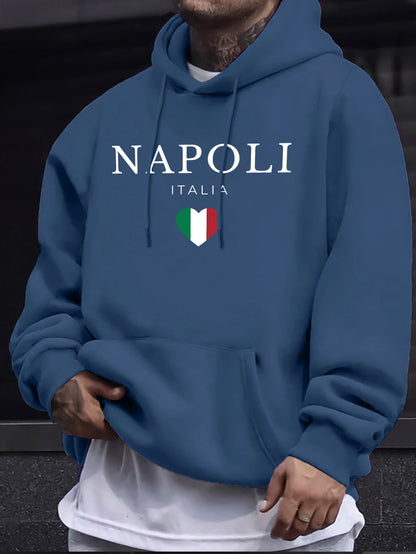 Napoli Italia Letter And Flag Print 12 Color Top Man'S Autumn Casual Pullovers Street Warm Sweatshirt All-Match Commute Hoodie