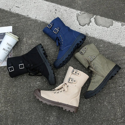 Men's High-top Canvas Boots Breathable Casual Boot Outdoor Desert Boots Non Slip Hiking Boots for Men New Sneakers Botas Hombre