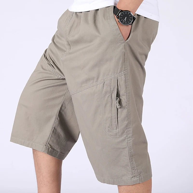 Loose Casual Men Cargo Shorts Summer Pants Elastic Waist Large Size Outdoor Jogging Sweatpants Trend Multi Pockets Short Pants