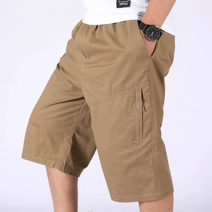 Loose Casual Men Cargo Shorts Summer Pants Elastic Waist Large Size Outdoor Jogging Sweatpants Trend Multi Pockets Short Pants