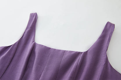 FSLE Three-dimensional Cutting High Waist Sleeveless Dress for Women 2025 Summer New Arrival Slimming Strappy Dress 25FS12099