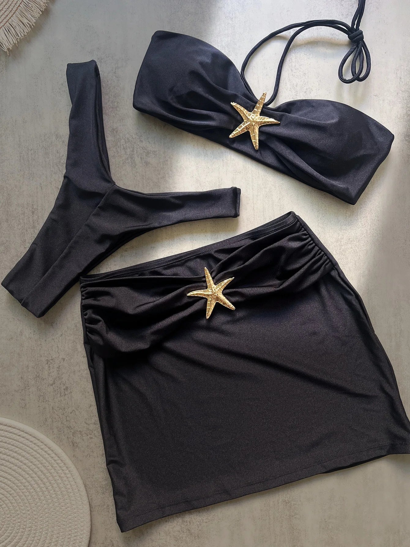3 Pieces Bikini Set Push Up Bikini 2025 Sexy Women Swimsuit Shiny Skirt Female Swimwear Brazil Bathing Suit Beachwear Cover Ups
