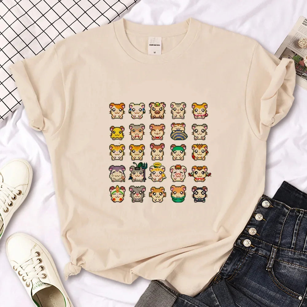 Hamster Top Women Designer Tshirt Female Y2k Anime Clothing Women Ladies Casual Top Female Fashion Graphic T-Shirt Cute Tops