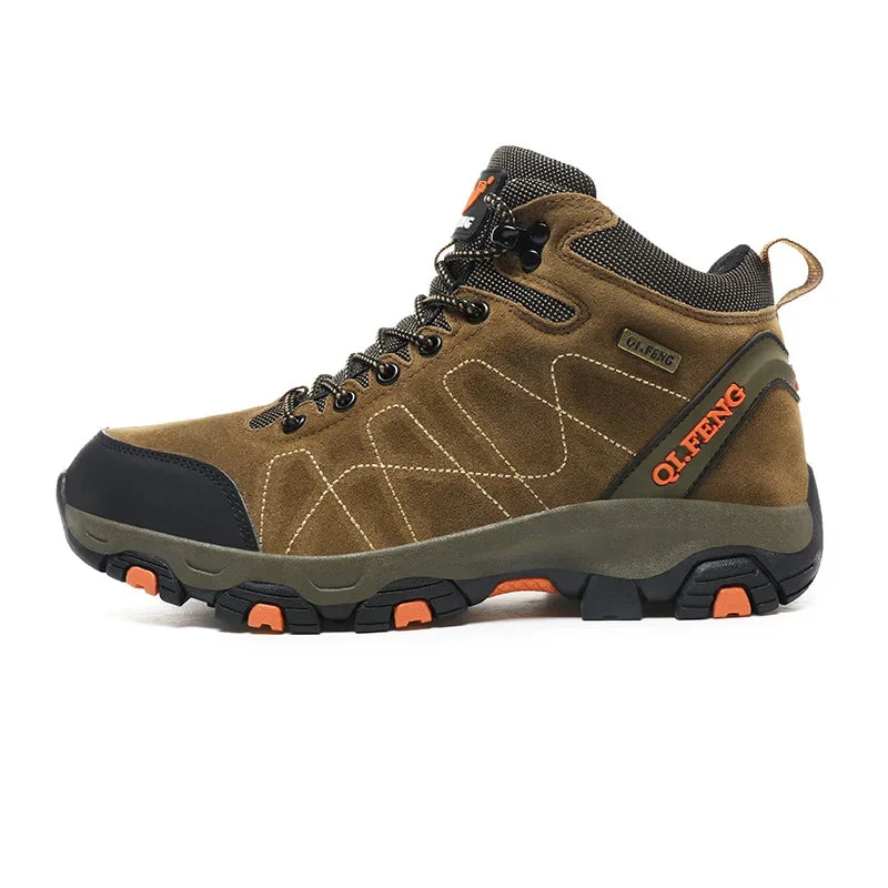 Couples Winter High Top Hiking Shoes Warm Cotton Fleece Outdoor Casual Shoes Large Size Comfortable Breathable Trekking Boots