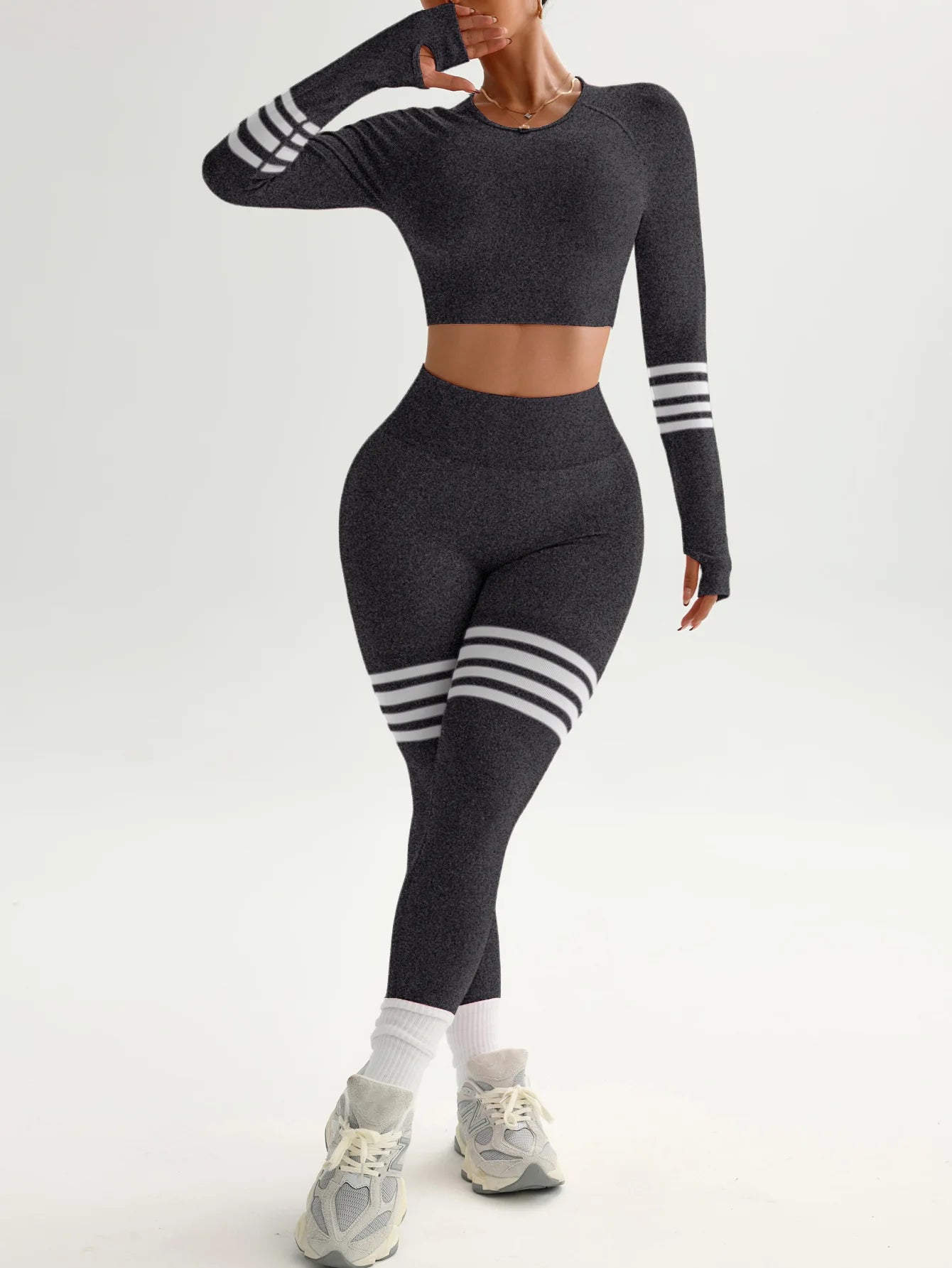 Women Gym Sets V Back Leggings Casual T Shirt Crop Tops Tracksuits Sports Suits Workout Athletic Yoga Pants Training Sportswear