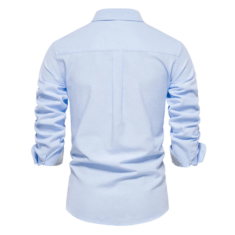 AIOPESON 2023 New Autumn Cotton Men's Oxford Shirt Long Sleeve Button Down Social Business Casual Shirts for Men