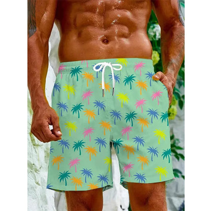 Hawaiian Coconut Tree Pattern Men's Shorts Plant 3d Board Short Beach Shorts Men Swim Trunks Masculina Sports Fitness Pants